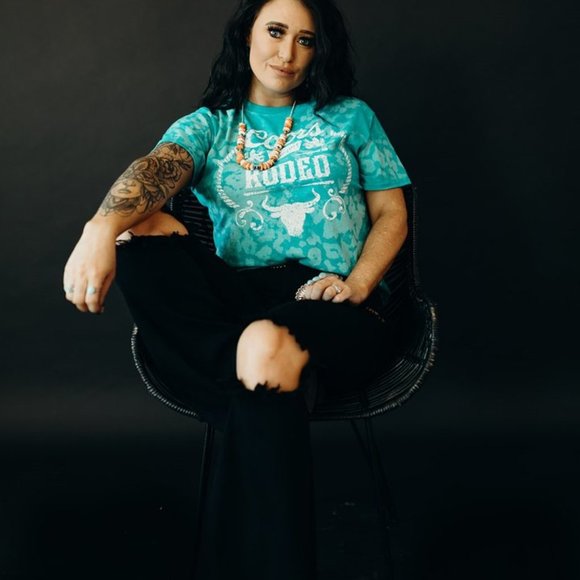 TEAL Rodeo Hand Bleached Leopard Dye Tee - Picture 4 of 10